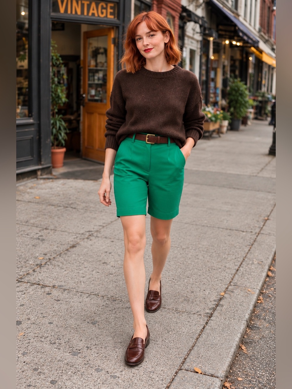 Vintage Attyre New York Green Bermuda Shorts Size 10 Stretch